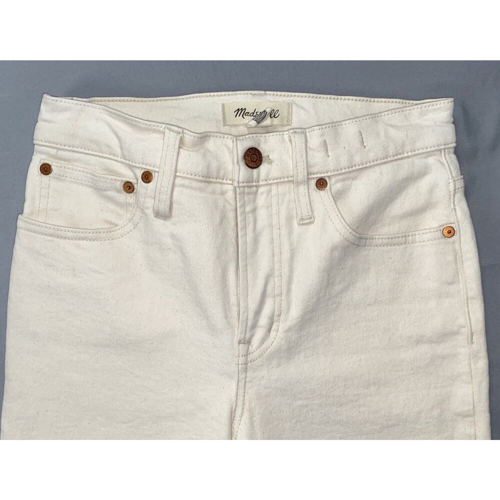 Madewell White Perfect Vintage Straight Jeans with Frayed Hem - Picture 2 of 5